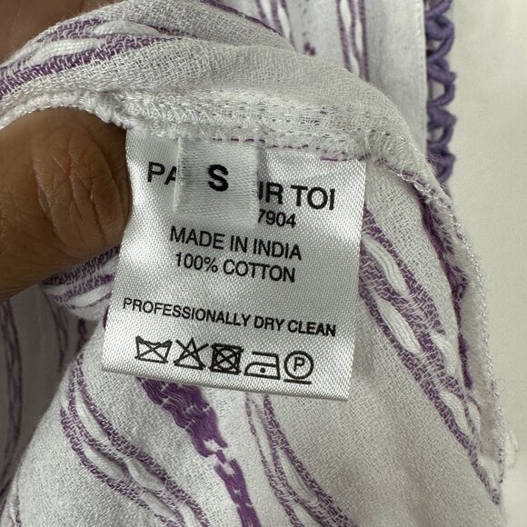 2/$30 Dodo Bar Or Gingham Smock Boho Blouse Lavender White Small #A0465 TRB3 - Picture 8 of 9